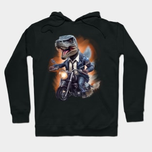 t-rex on motorbike Hoodie